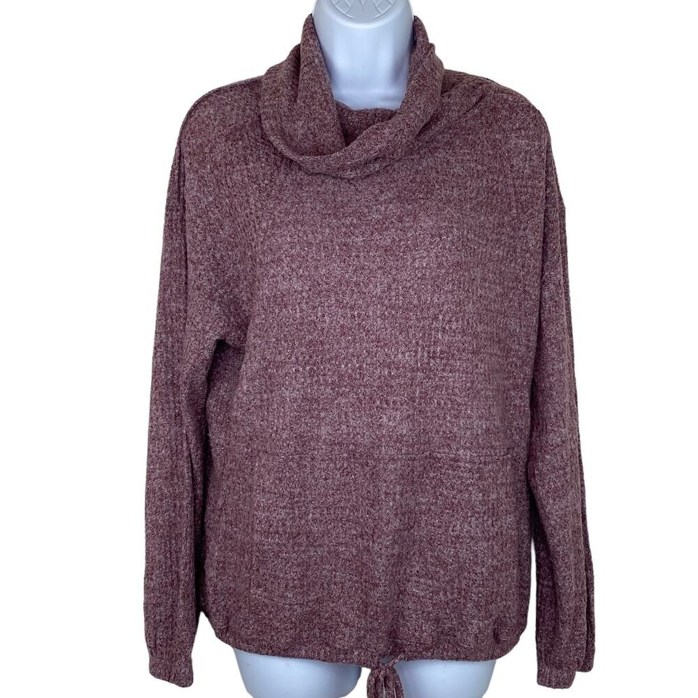 Anthropologie COA Women's Funnel Neck Waffle Weave Pullover‎ Sweater Pink Size M